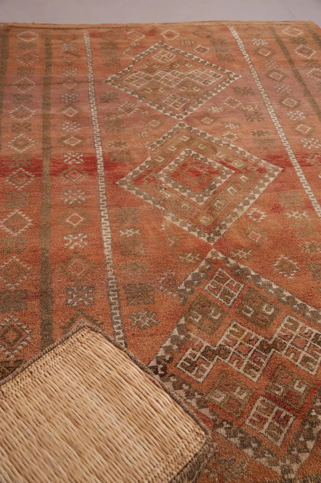 Vintage Moroccan rug Color Brown Bohemian Handmade Area Rug & Carpet.
