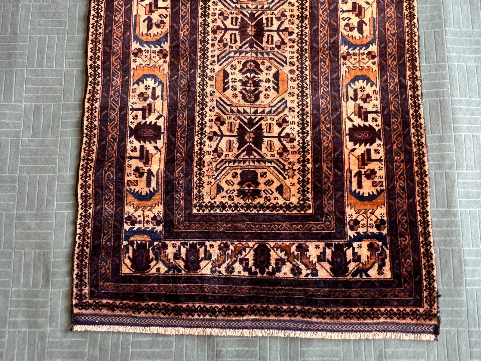 Vintage Afghan Baluchi Rug – Wool Tribal Carpet, 3’7 x 6’10, Boho Home Decor