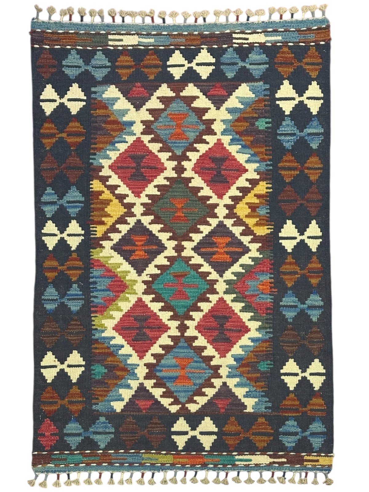 Hand-Woven Afghani Kilim Wool Rug 2’9″ x 4’1″