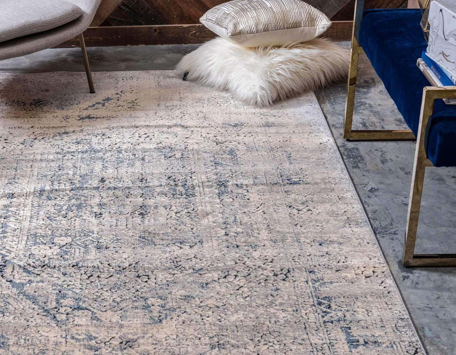 Chateau Quincy Area Rug 6’1″ x 9′ Rectangle in Gray/Beige