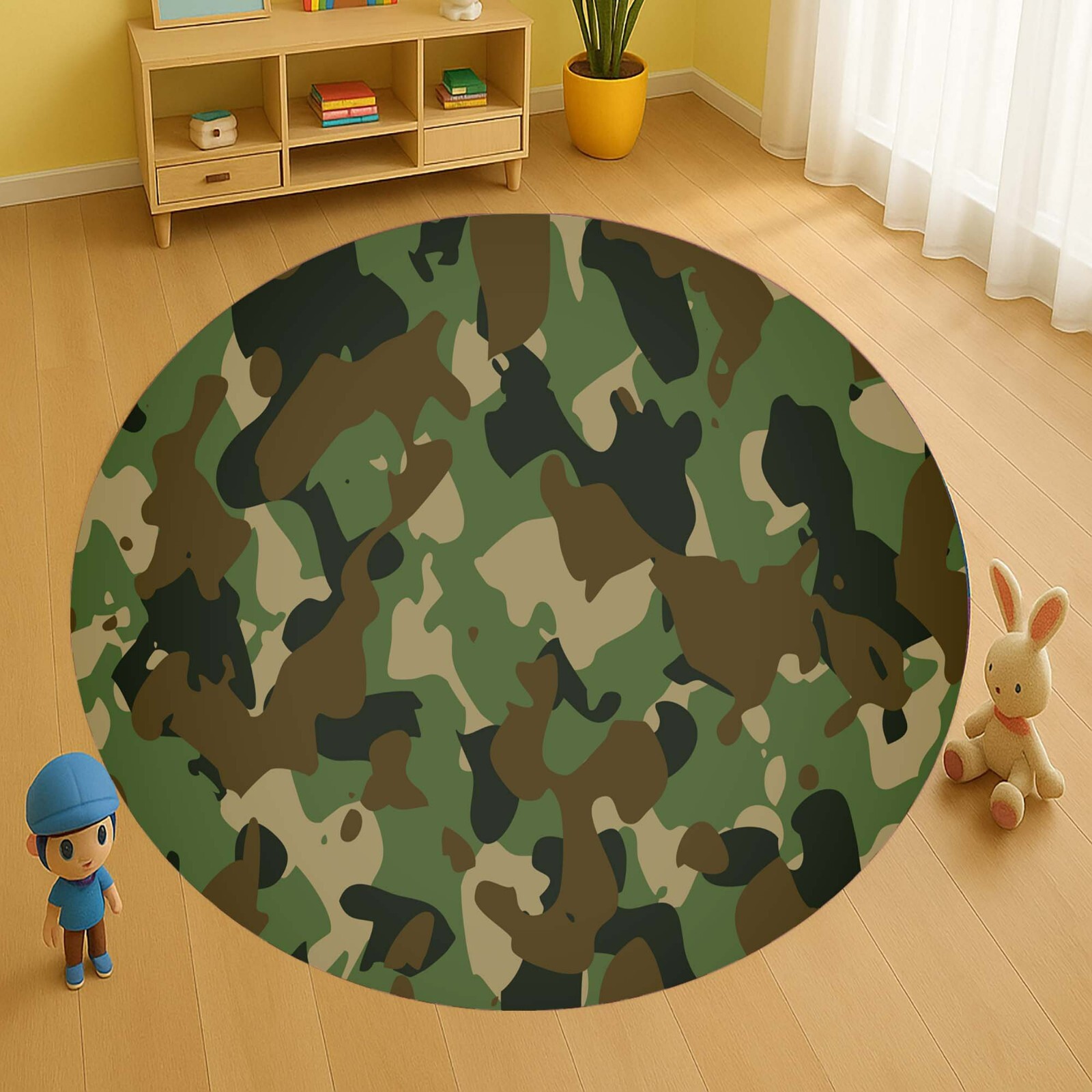 Army Style Rug, Woodland Camo Rug, Outdoor Decor Mat, Camouflage Kids Rug