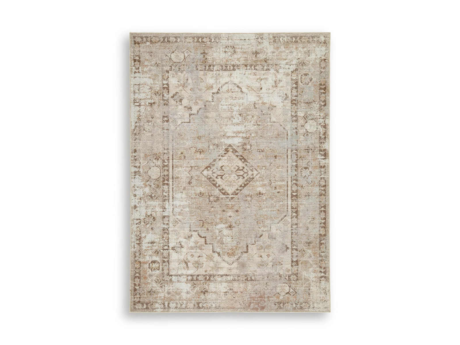 Signature Design by Ashley Livdon Washable Area Rug, 5′ x 7′, Brown/Beige/Gray