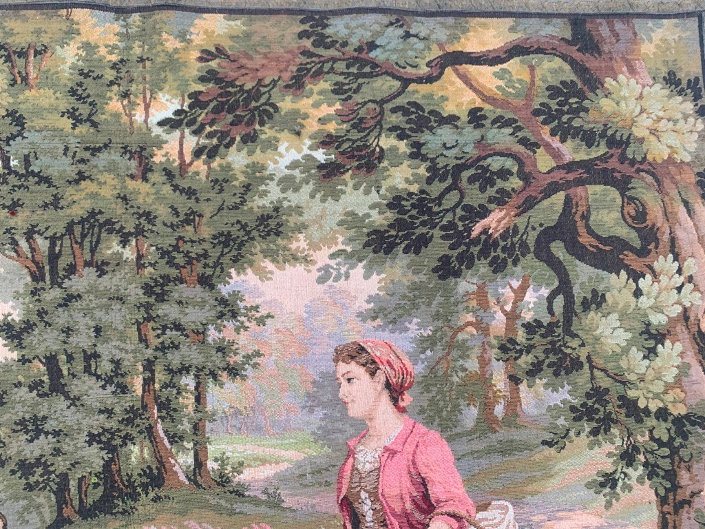 Vintage French Medieval Pictorial Tapestry Romantic stunning Tapestry 2×6 ft