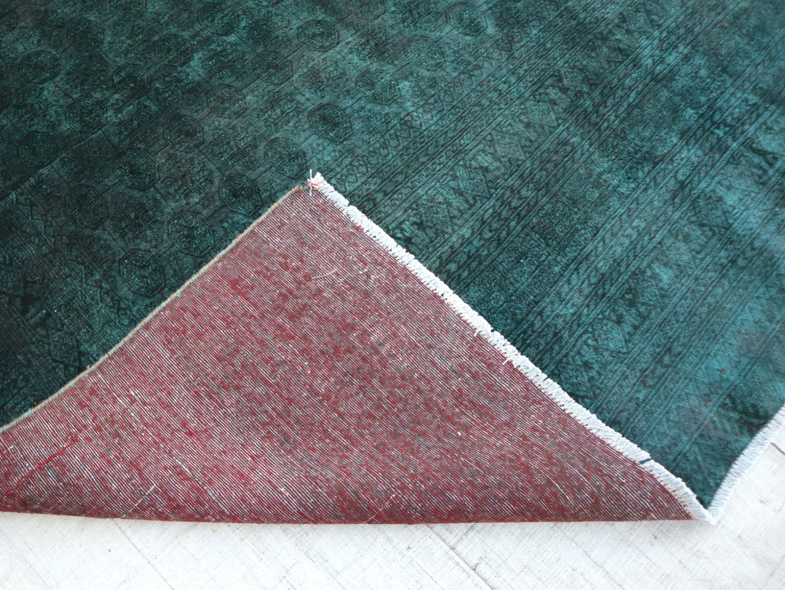 Green Overdyed 7’10×10’4 ft Afghan Hand Knotted Wool Area Rug, Rug for Bedroom