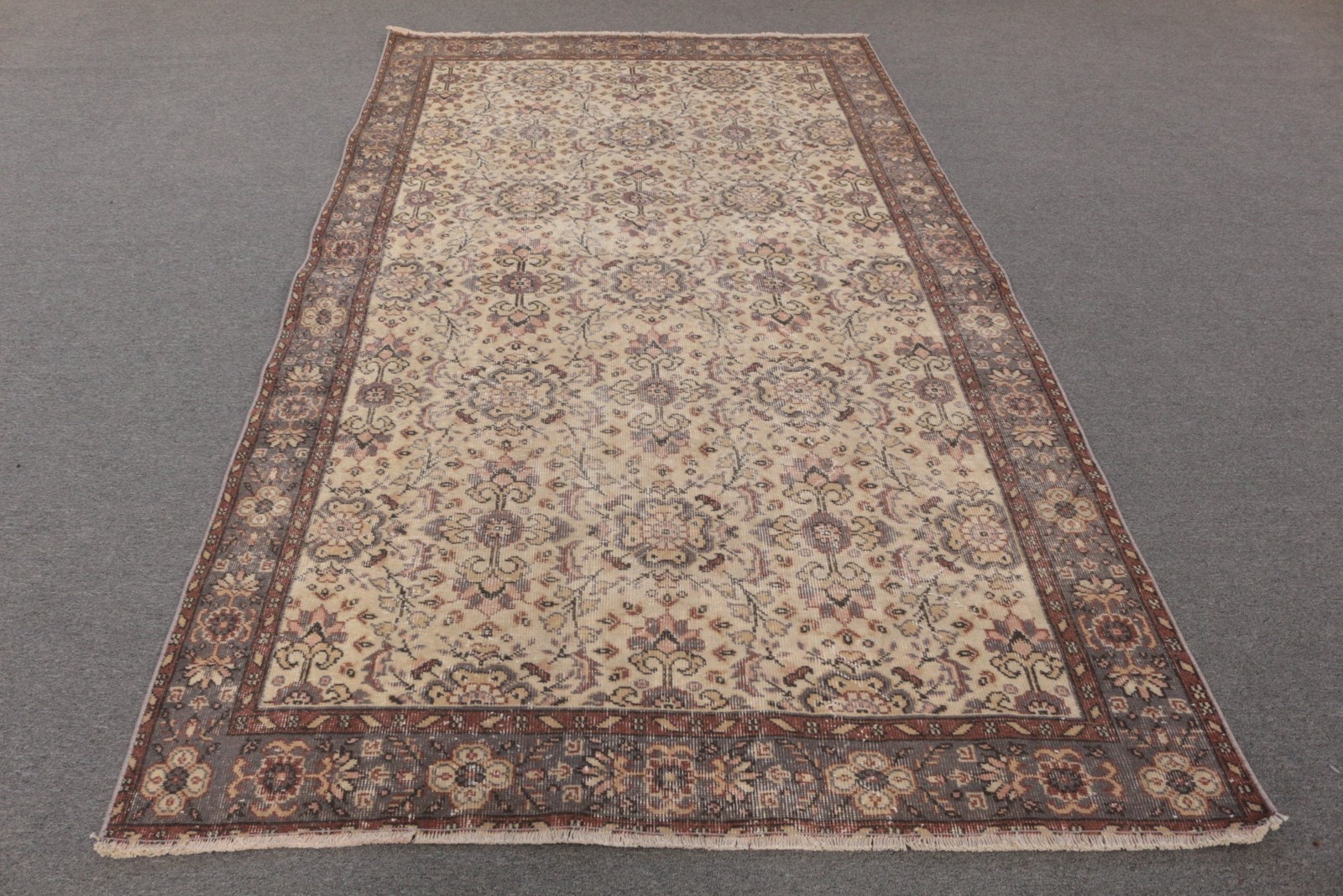 5,1×8,9 ft Vintage Turkish Rug, Large Rug, Brown Wool Rug