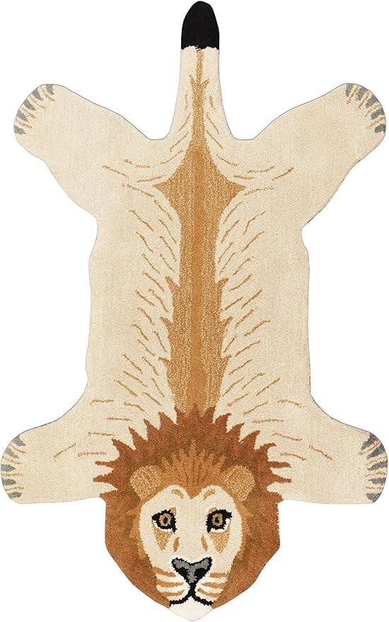 Lion Shape 3X5 ft – 90×150 cm Handmade Tufted Wool Rug Without Tariff & Duty
