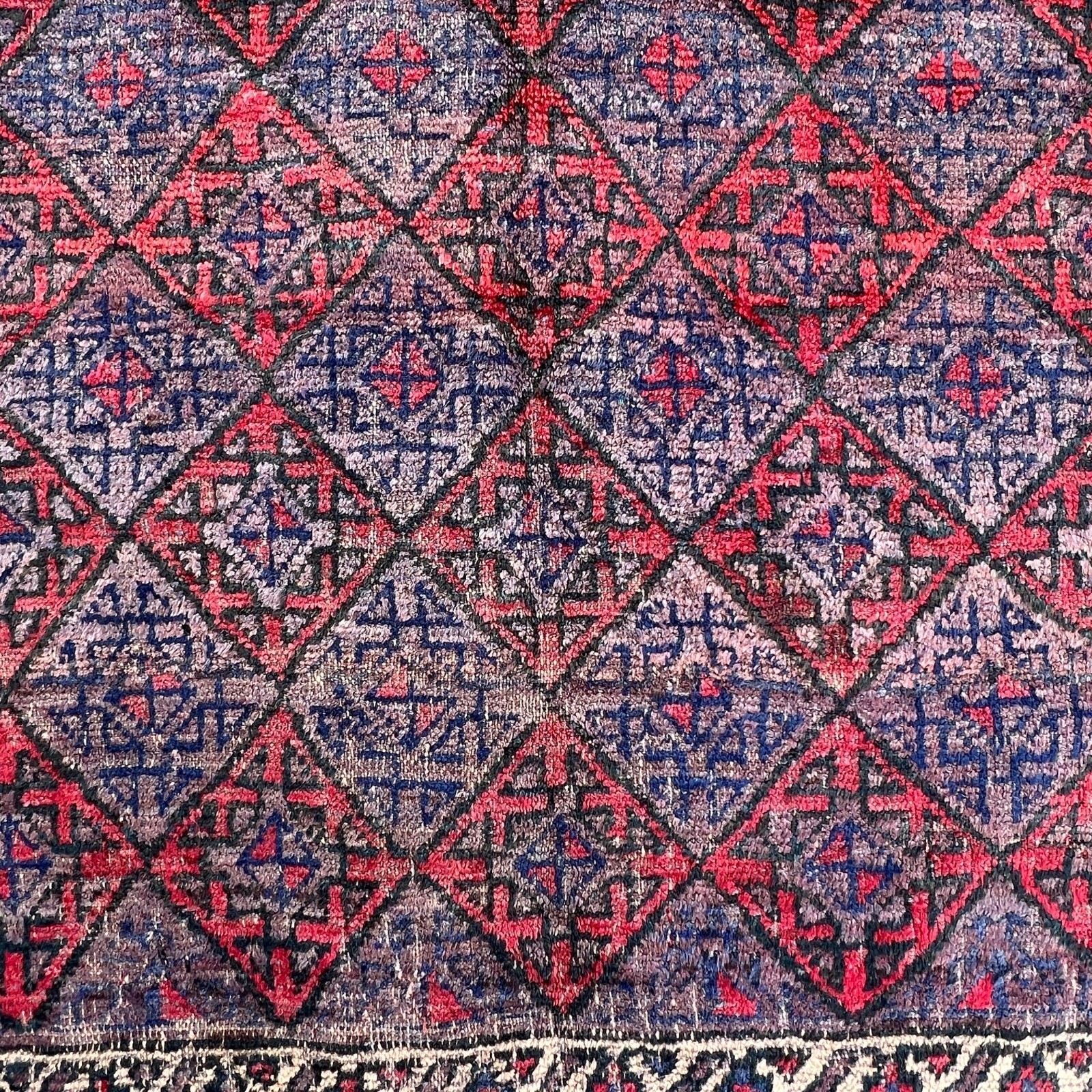 Nomadic Afghan Vintage Baluchi Rug – Rustic Tribal Wool Carpet, 5’4 x 8’7 ft