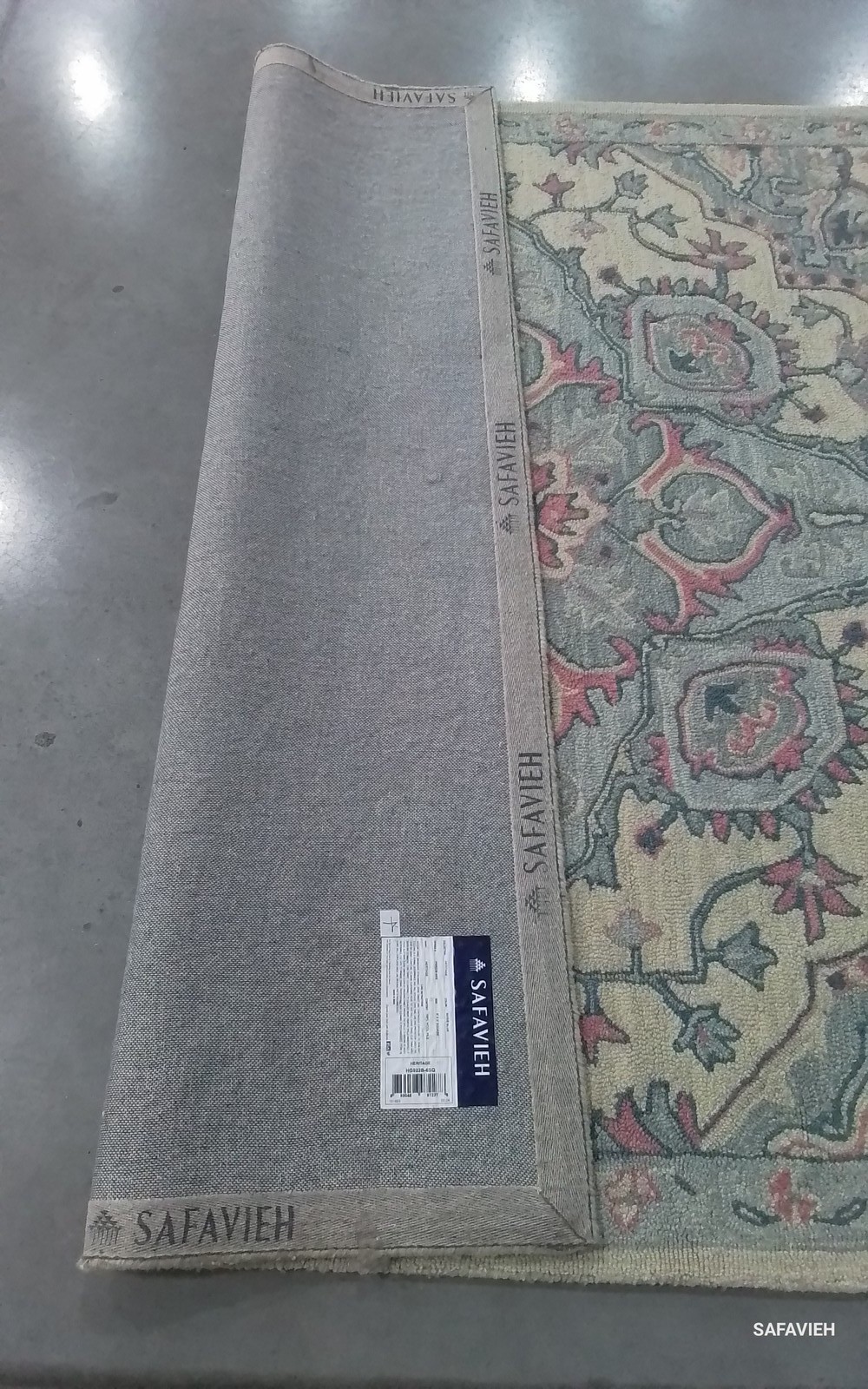 BEIGE / BLUE 6′-0″ x 6′-0″ Back Stain Rug, Reduced Price 1172801259 HG922B-6SQ