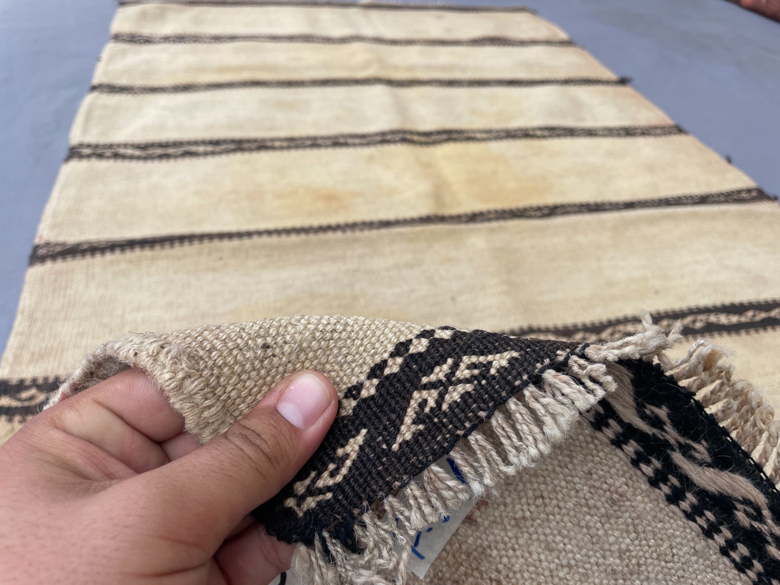 2’10 x 5’2 Ft Natural Afghan Tribal Kilim Rug Cream Brown Flatweave Wool Carpet