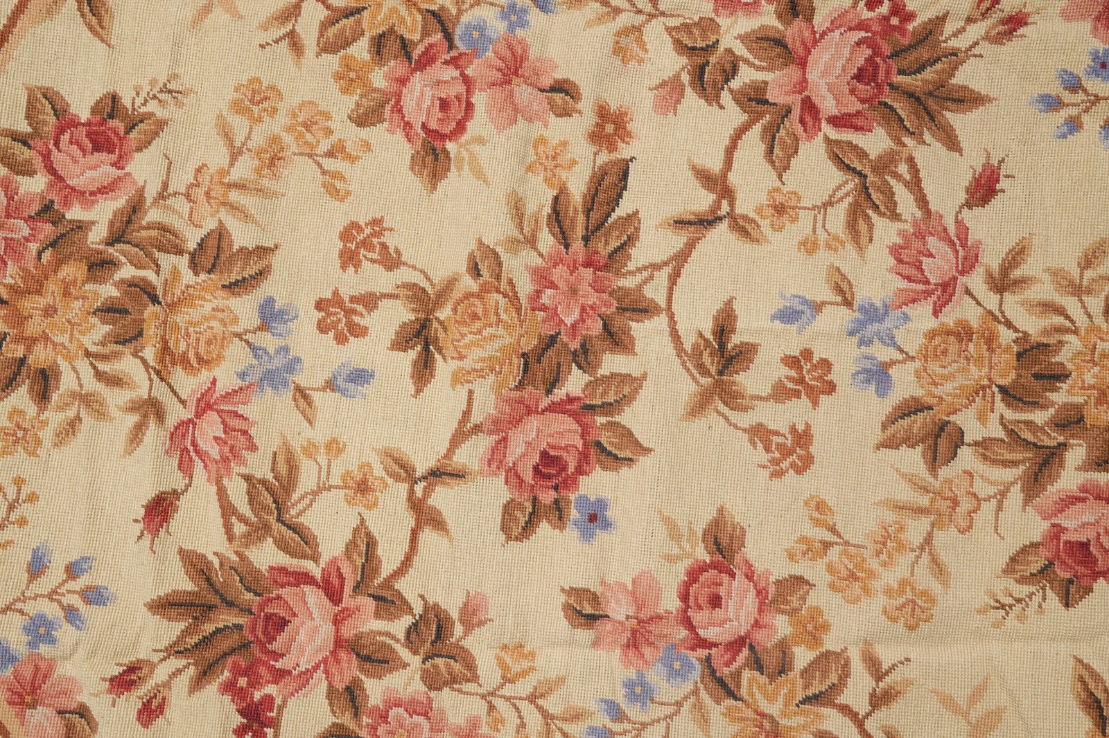 6 x 6 Feet Round Needle Point Tapestry Rug French Floral #F-4505