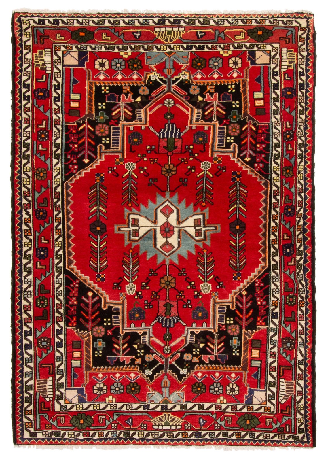 Vintage 4’1″ x 5’10” Traditional Hand Knotted Vegetable Dye Wool Area Rug