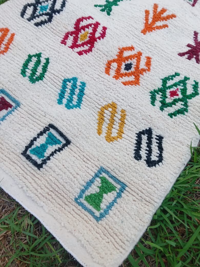 Rug Handmade Moroccan Vintage Rug Geometric Berber Multicolor Carpet 3’2″x4’5″ft