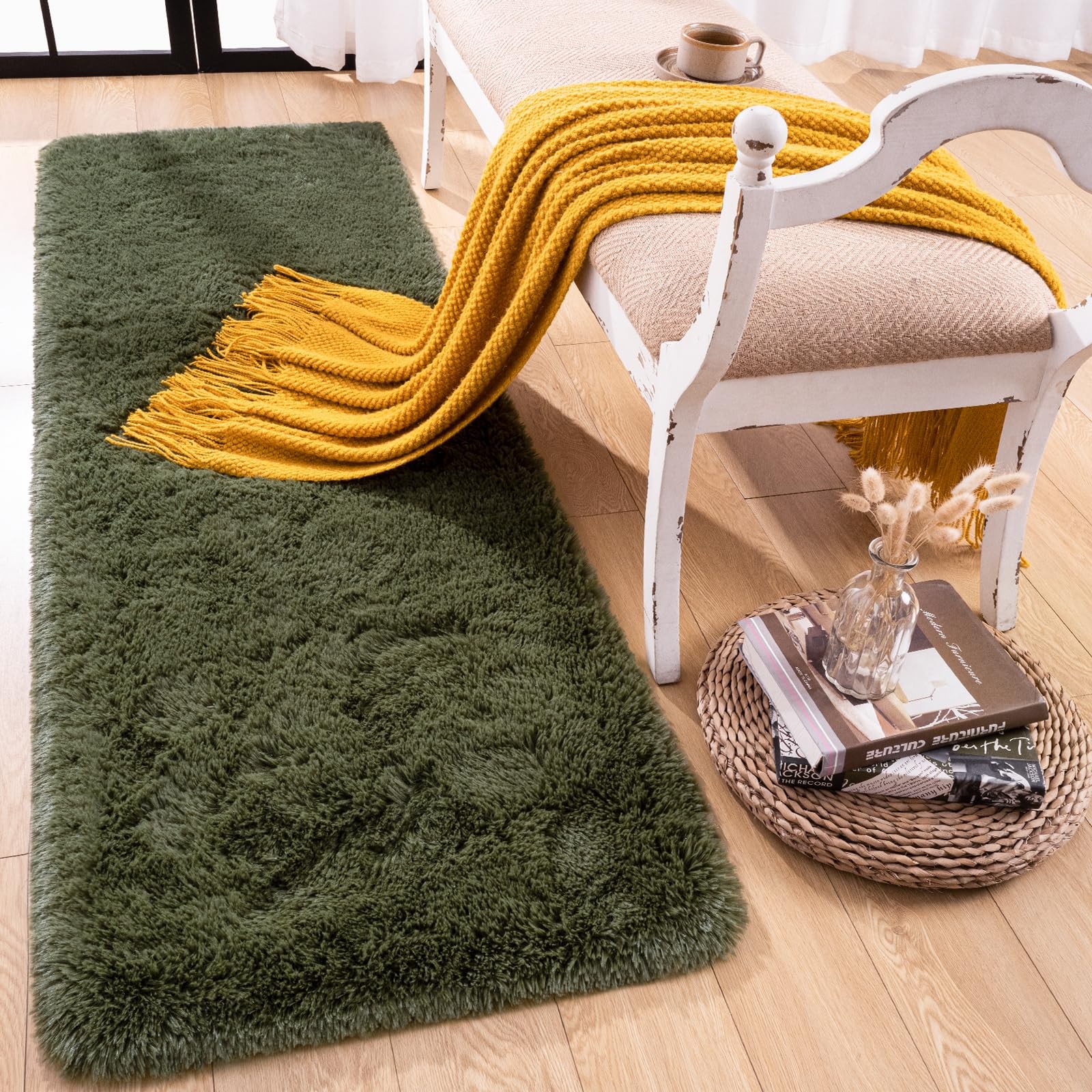 Runner Rug for Bedroom, 2×6 Soft Shag Fluffy Area Rugs for Girls Boy’s Room, …