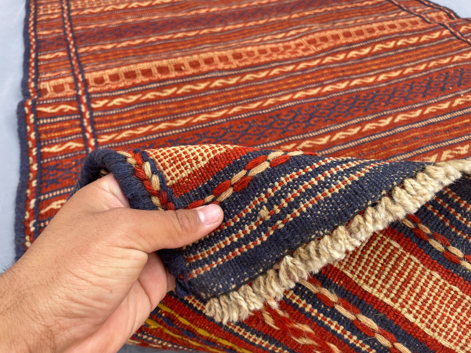 3’3 x 5 Ft One Of A Kind Tribal Flatweave Kilim Rug – Rustic Striped Geometric