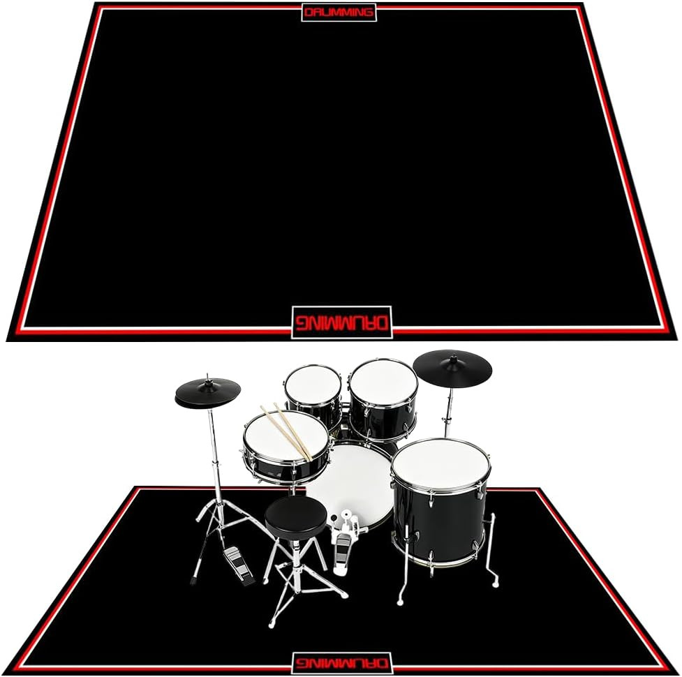 Drum Rug Mat with Non-Slip Grip Bottom, 4X6Ft Drum Carpet Noise Reduction, Floor