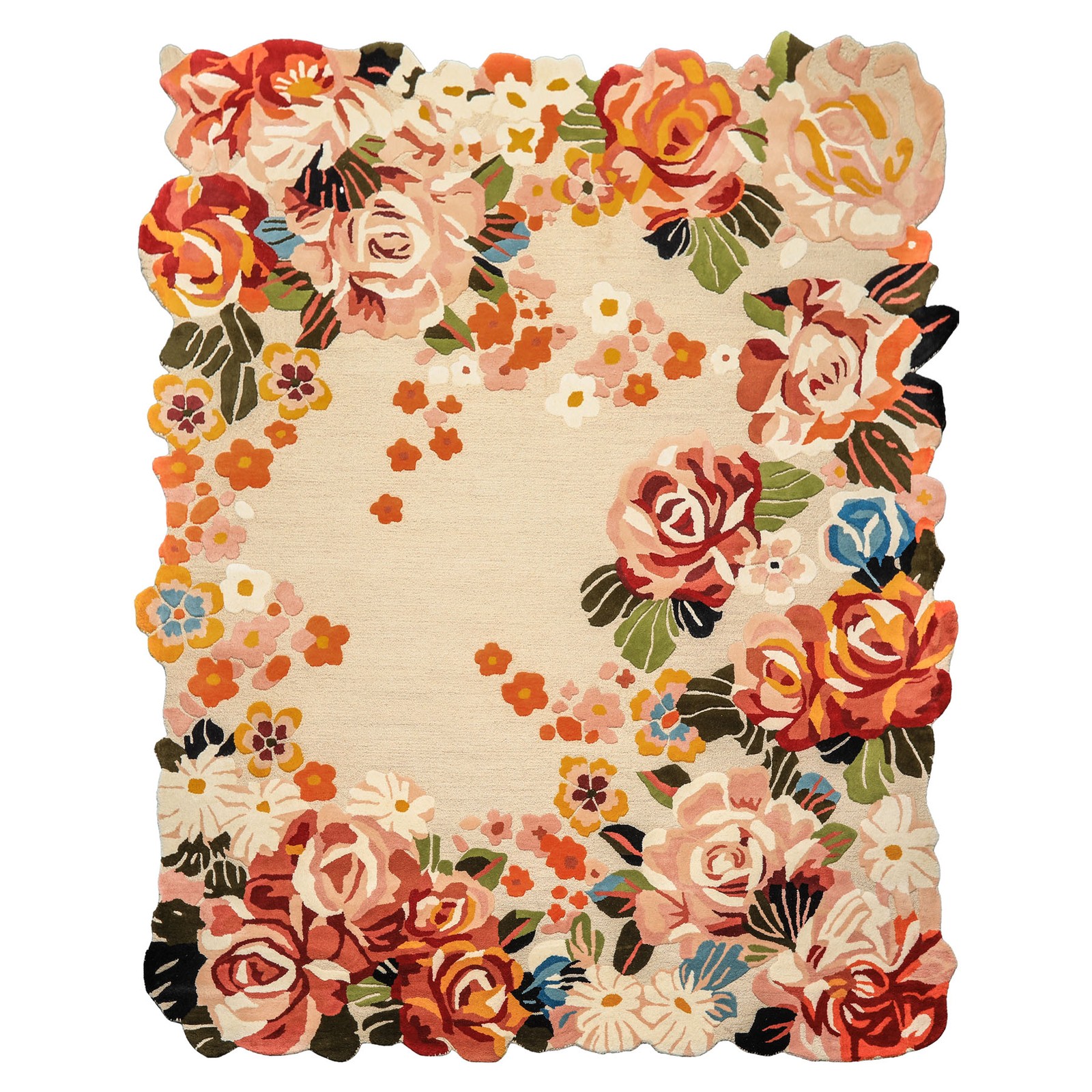 Irregular Shape 8×10 Wool Plush Pile Rug
