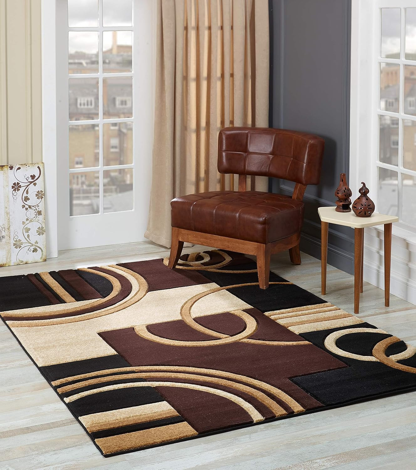 Modern Soft Hand-Carved Area Rug, Fluffy Texture for Living Room & Bedroom 5×7 B