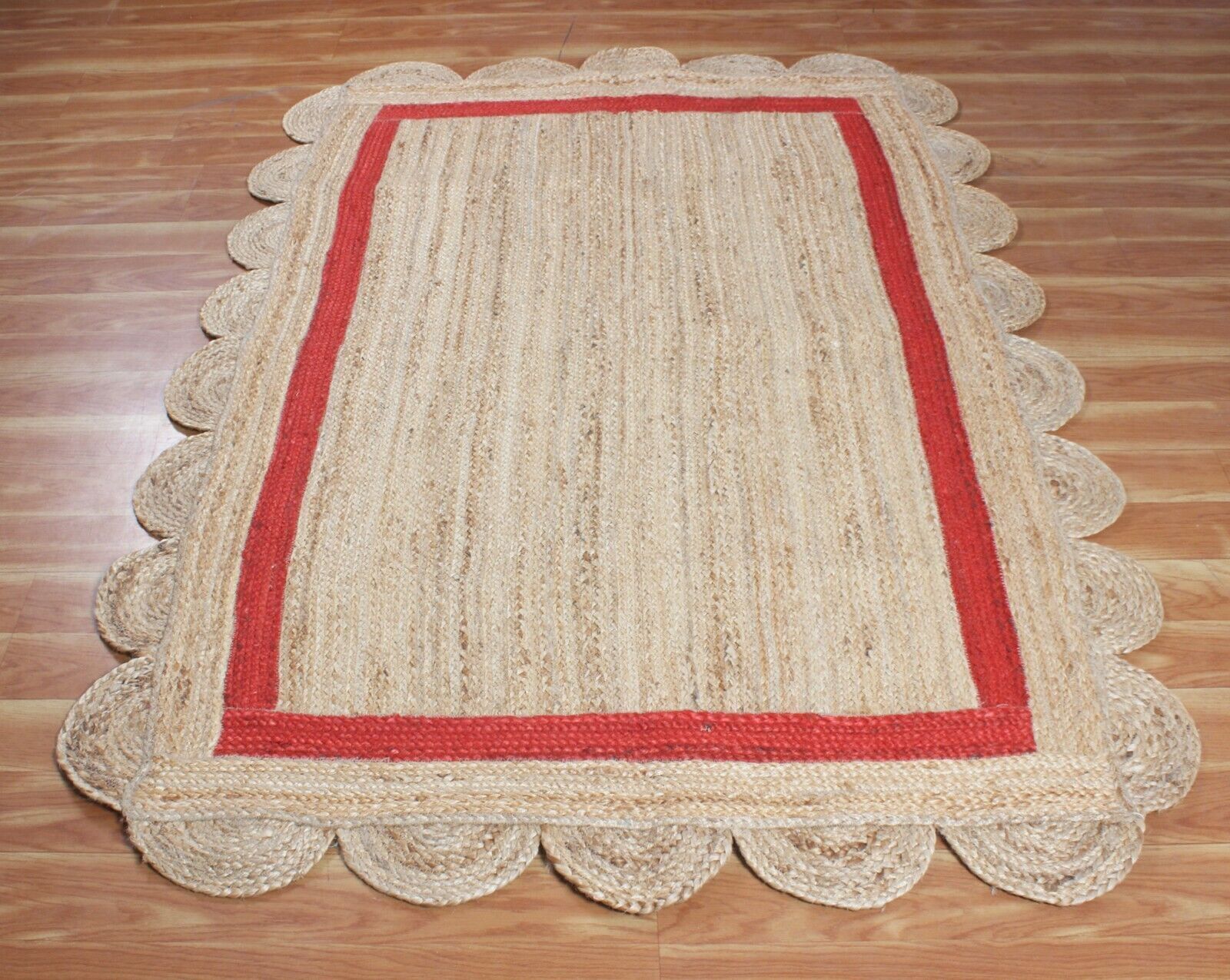 Scallop Rug Natural Handmade jute Rectangle Carpet Home Decor Modern Area Rug