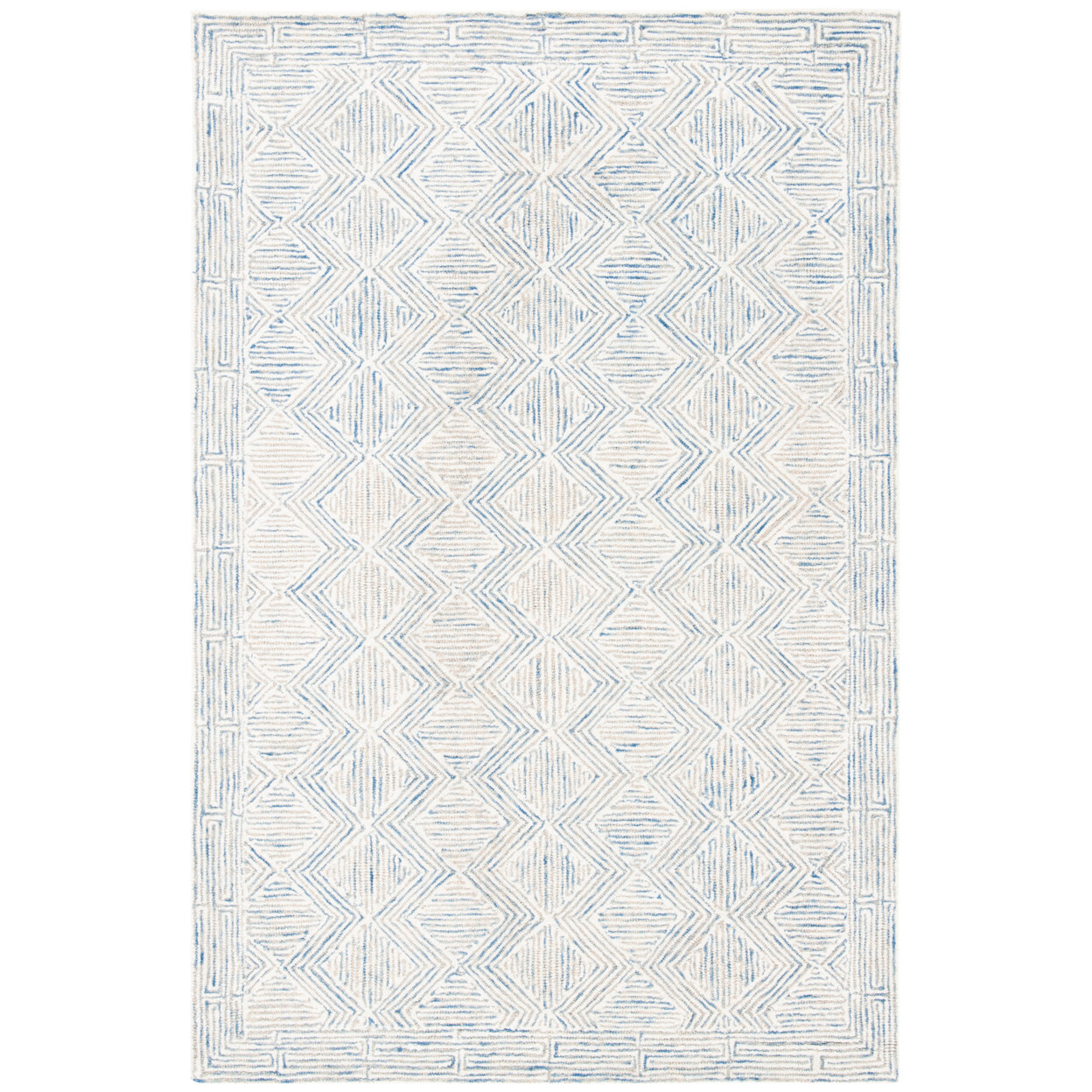 SAFAVIEH Micro-Loop MLP538M Handmade Blue / Ivory Rug