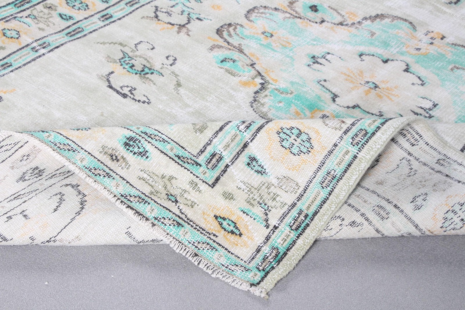 Turkish Vintage Rug, Large 6,2×9,7 ft (188×296 cm) Rug, Beige Oriental Wool Rug