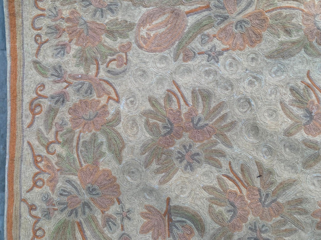 Vintage French Style Aubusson Rug Needlepoint Chain stitch Rug 3×4 ft Free Ship