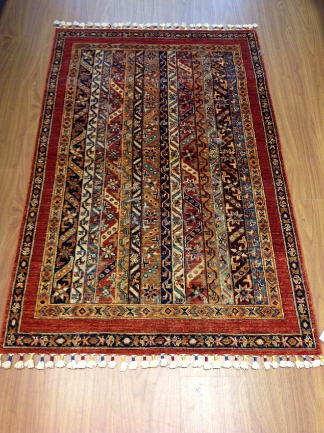 Handmade Multi-colored Oriental Shawl Rug 3′ 2″ x 4′ 10″