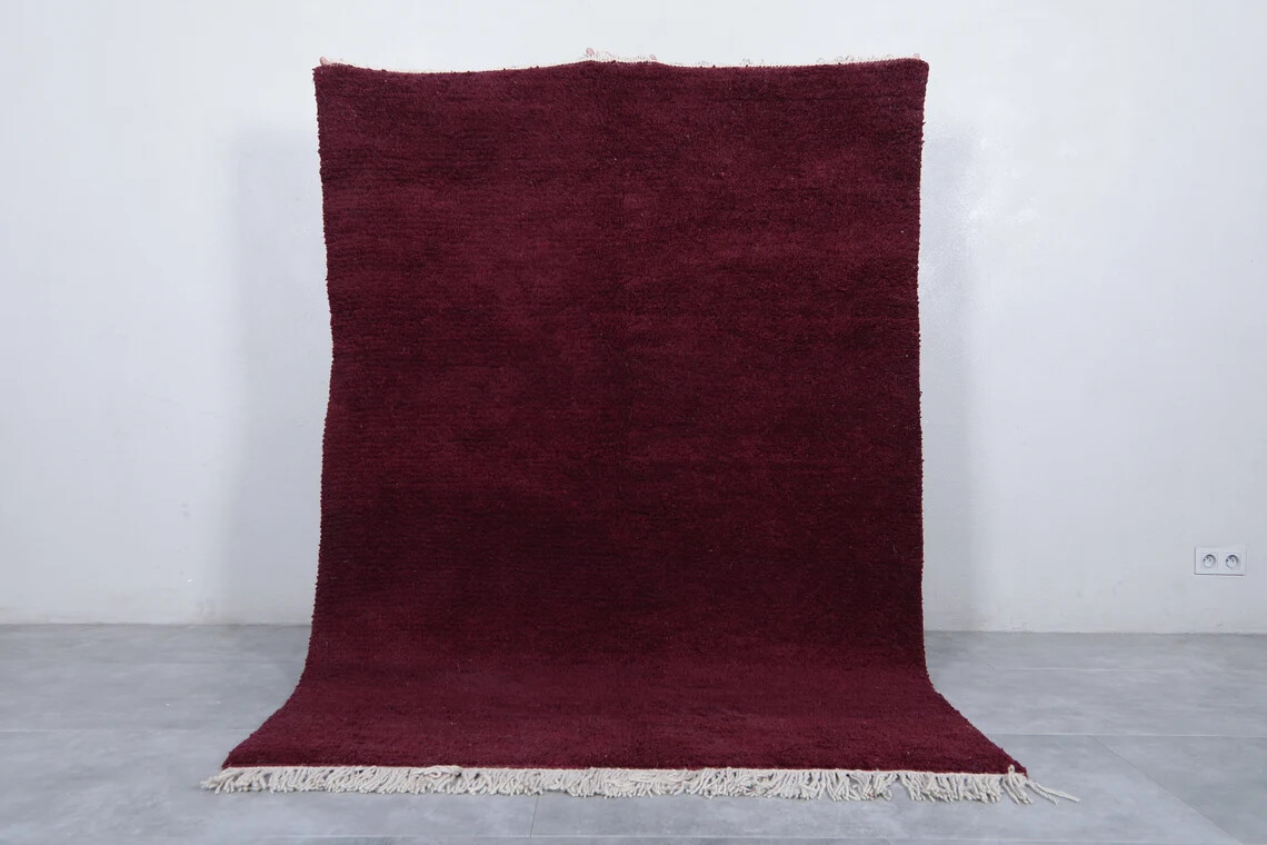 Moroccan rug Dark Burgundy 5.2 x 7.6 Feet Hand knotted rug Morocco rug Beni
