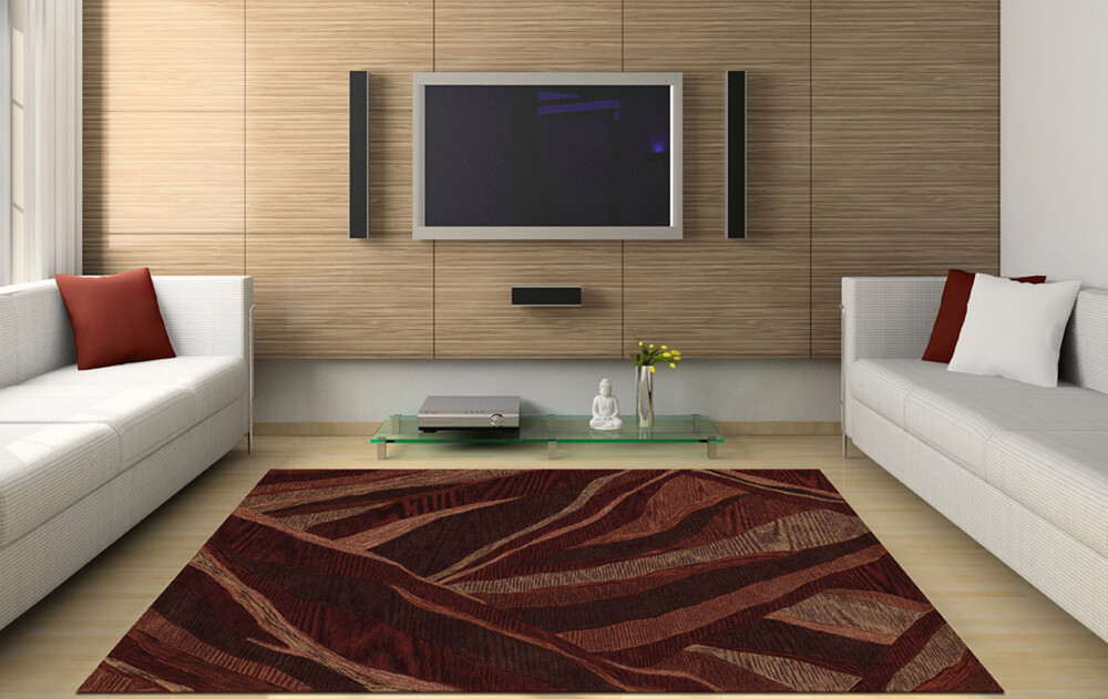Brown Stripes Lines Waves Modern Area Rug Striped SD16
