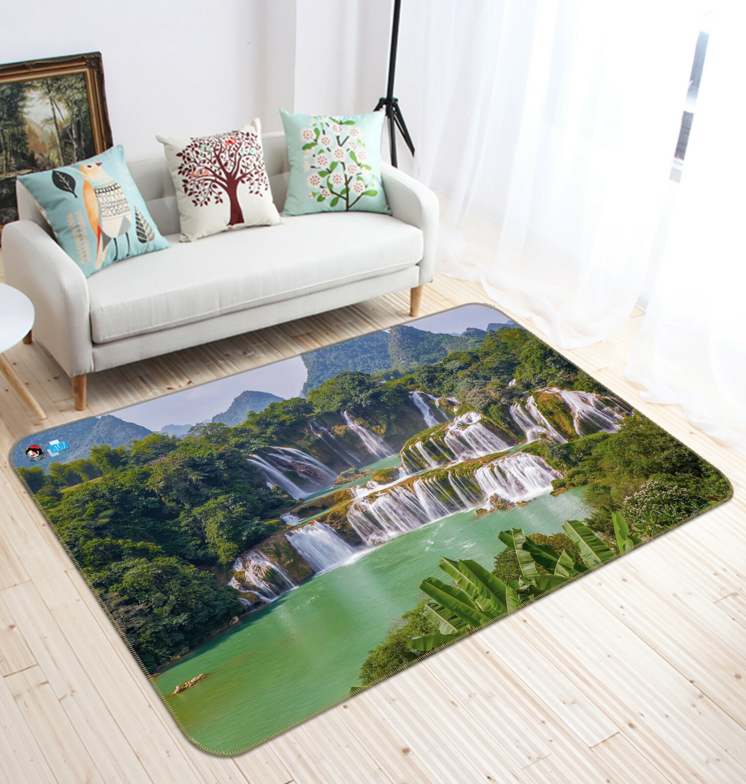 3D Waterfall Forest ZHUA754 Game Non Slip Rug Mat Photo Carpet Zoe