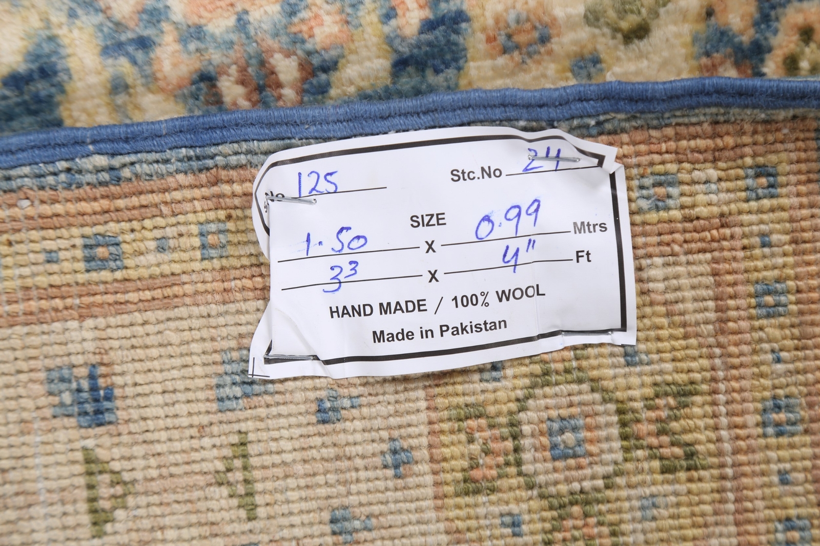 Traditional Exquisite Chobi Peshawar Pakistani Wool Rug Foyer 3×5 ft Blue Carpet