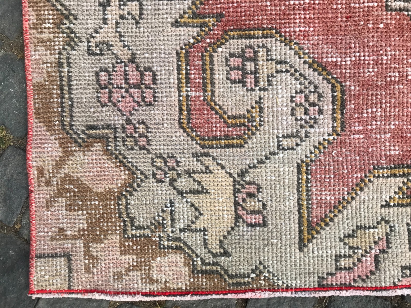 Bohemian Area Rug Handmade Wool Rug Turkish Vintage Traditional Rug 3,8 x 6,8 ft