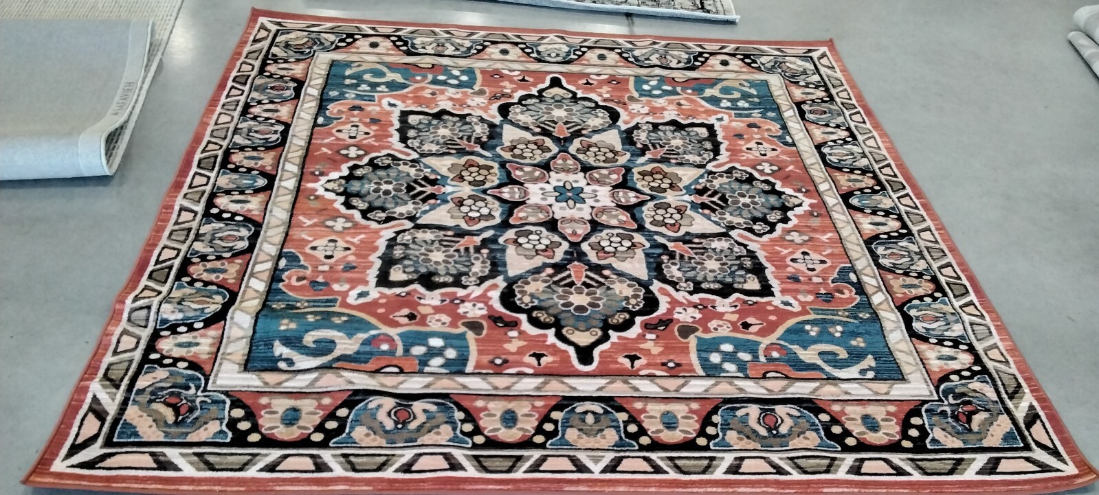 BLACK / RED 6′-7″ X 6′-7″ SQ Back Stain Rug Reduced Price 1172764984 RIV155Z-7SQ