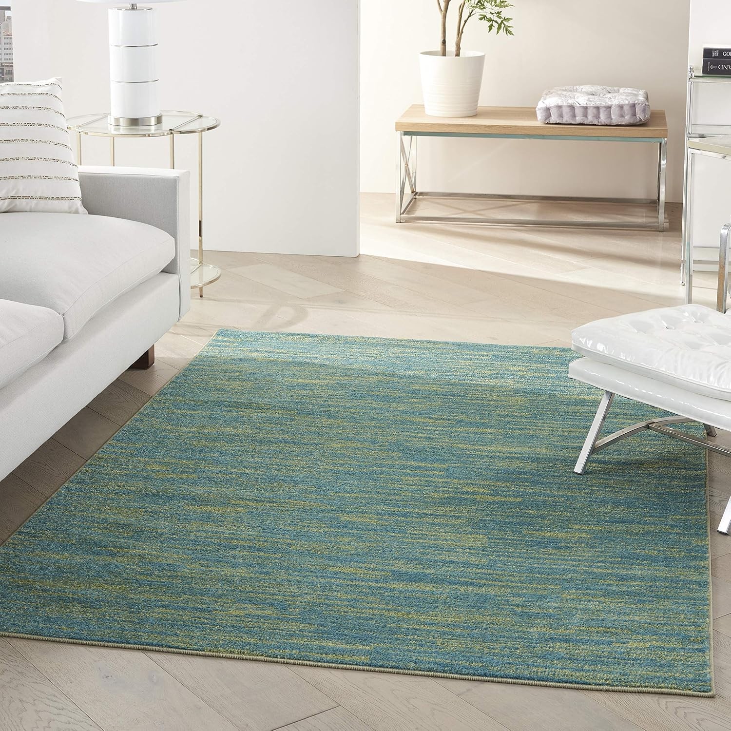 Home Essentials Blue Green 5 x 7 Area Rug – Easy Clean Non Shedding Bed Room