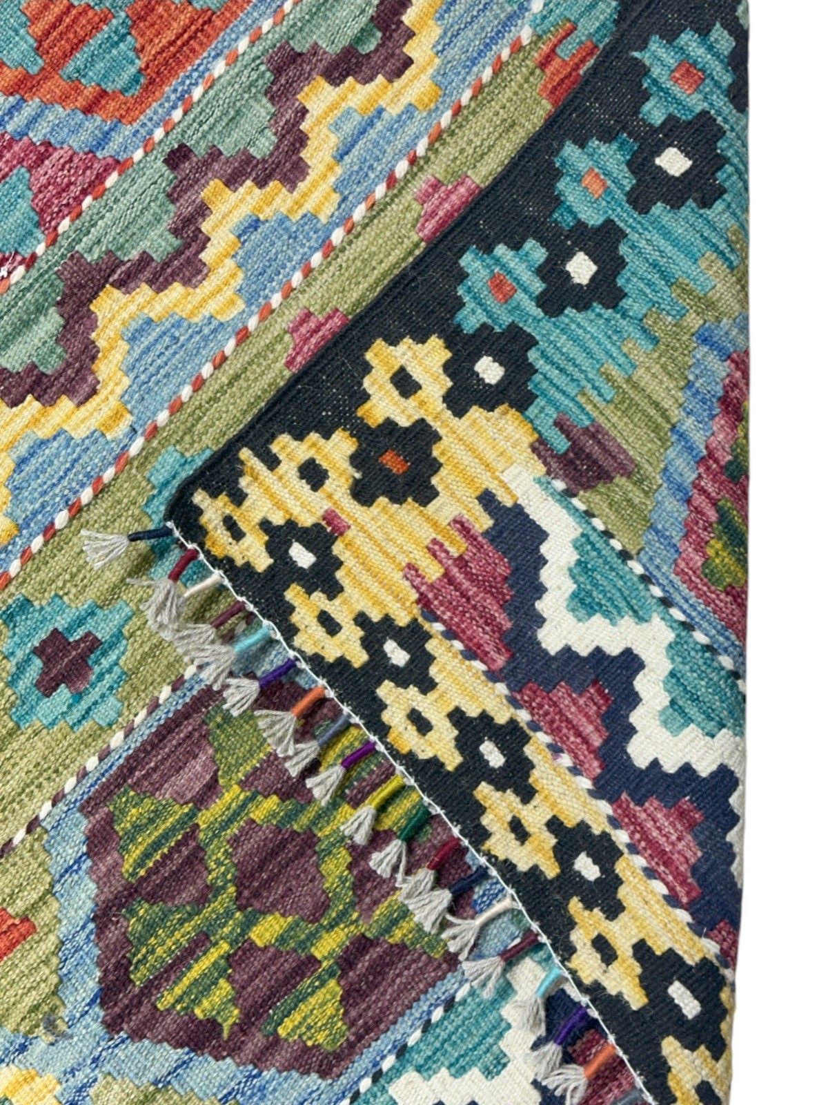 Hand-Woven Afghani Kilim Wool Rug 5’1″ x 6’7″