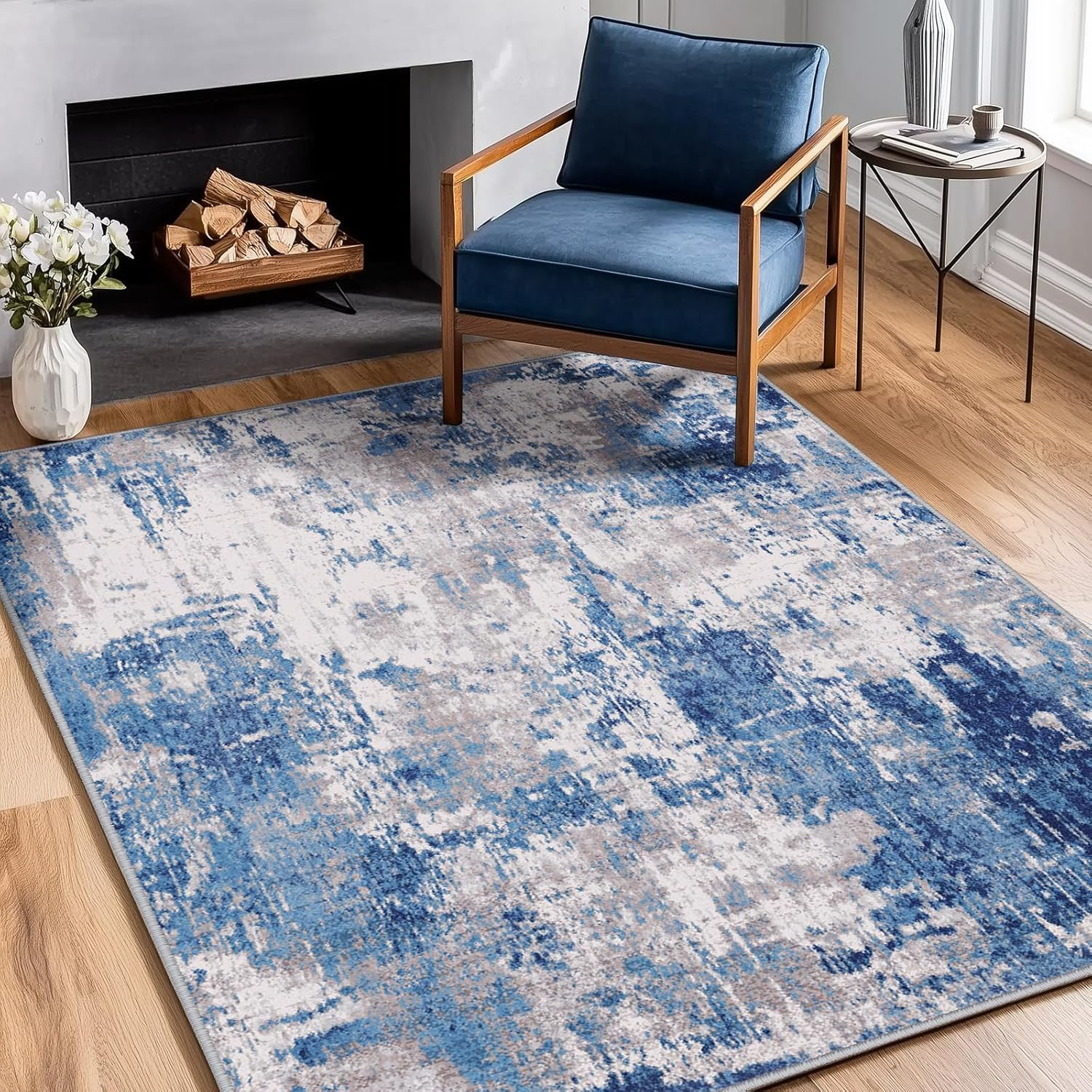 Washable Area Rugs 3’X5′ Non-Slip Modern Abstract Soft for Living Room Entryway