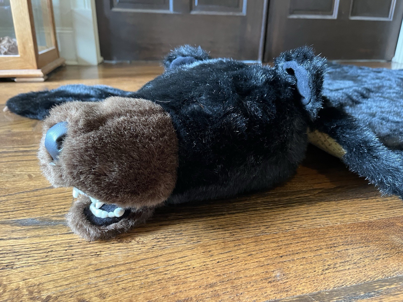 Black Bear Plush Area Rug Faux Fur 65″ x 52″ Large Kids Room Decor Claws Teeth