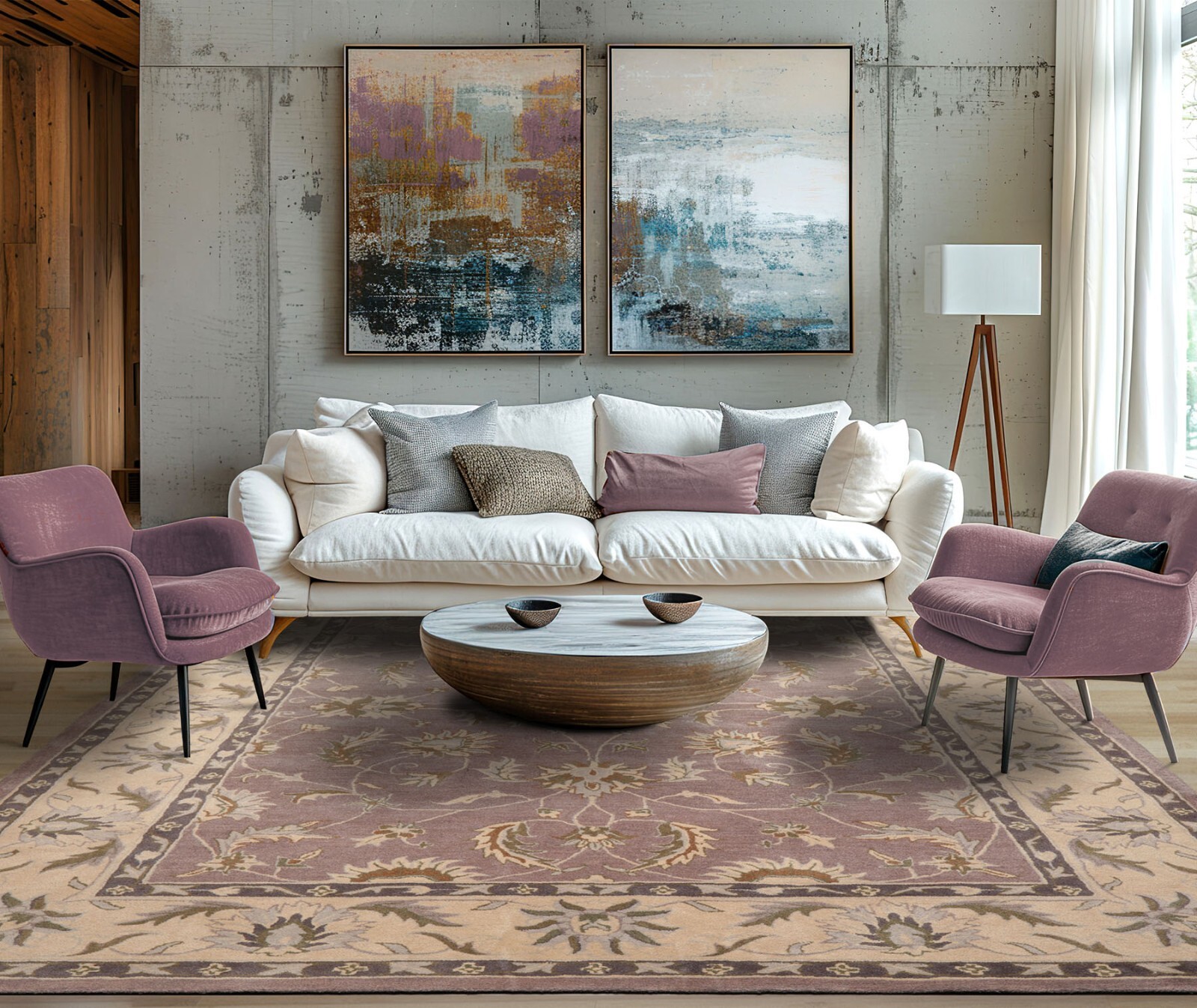 LoomBloom Multi Sizes Aubergine Hand Tufted Traditional Abstract Wool Area Rug