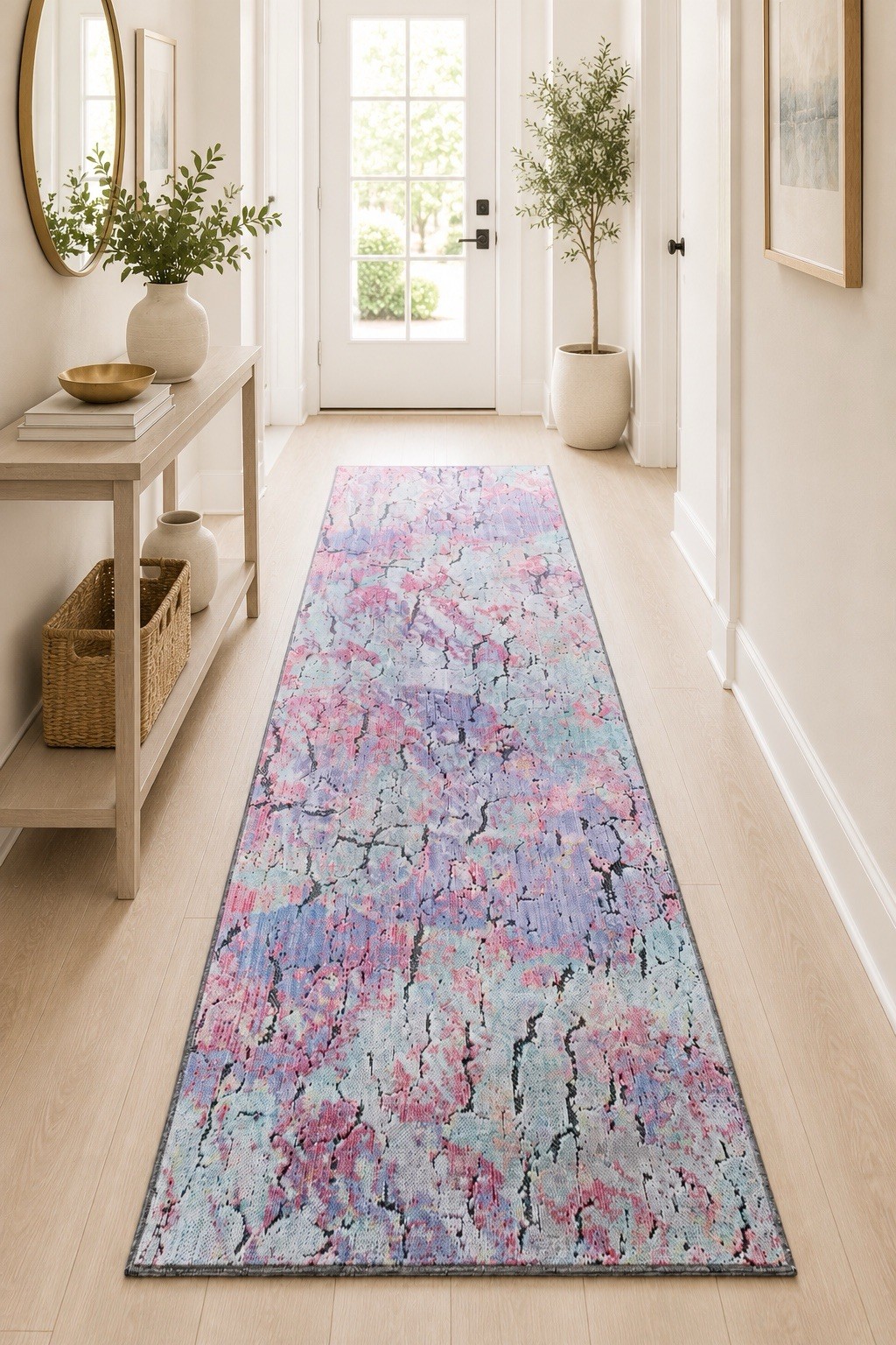Stunning Bliss Artisan Vintage Boho Power Loomed Runner 2’ 2” x 8 Aqua/Purple