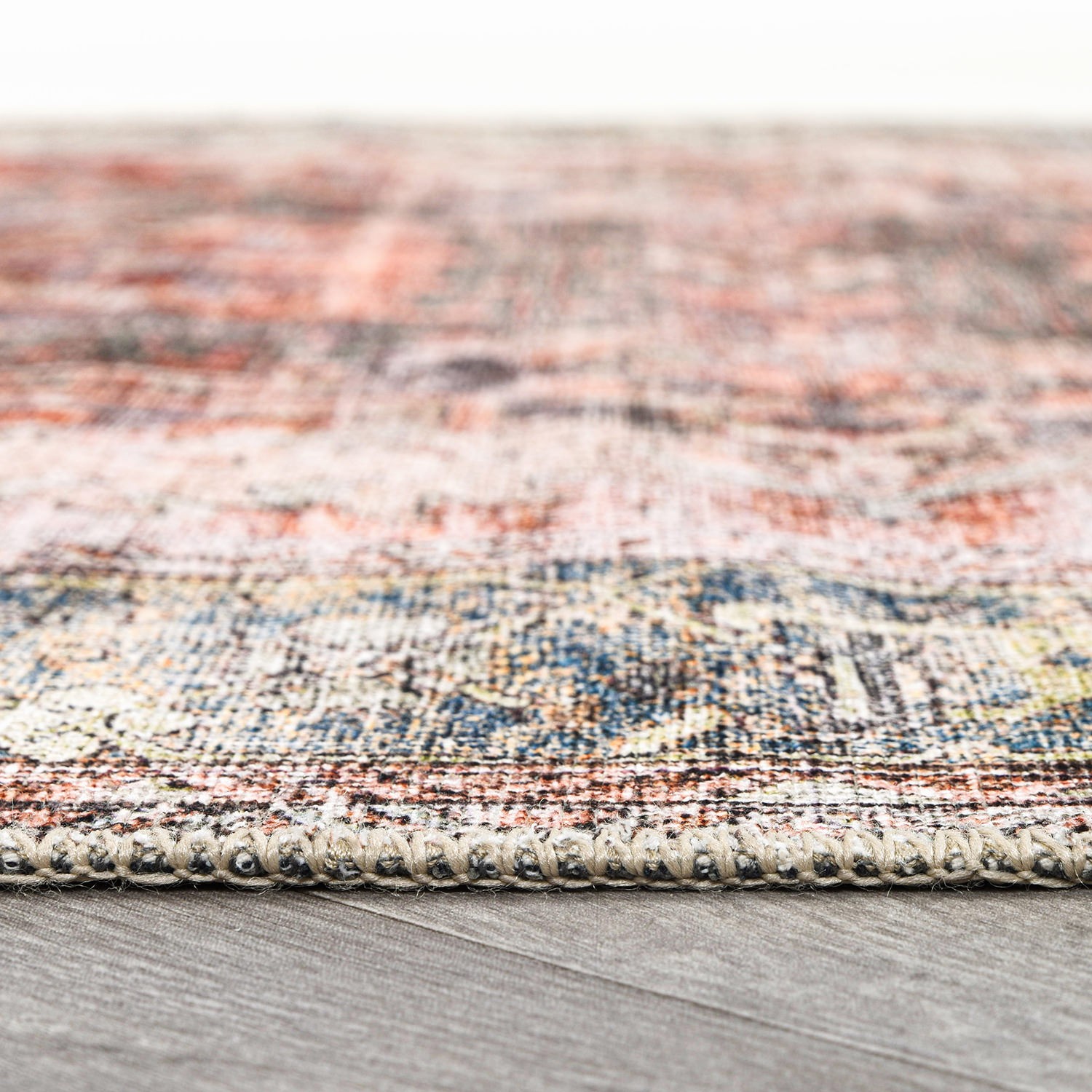 Rugshop Area Rug Vintage Inspired Distressed Machine Washable Rugs Non-Slip Rugs