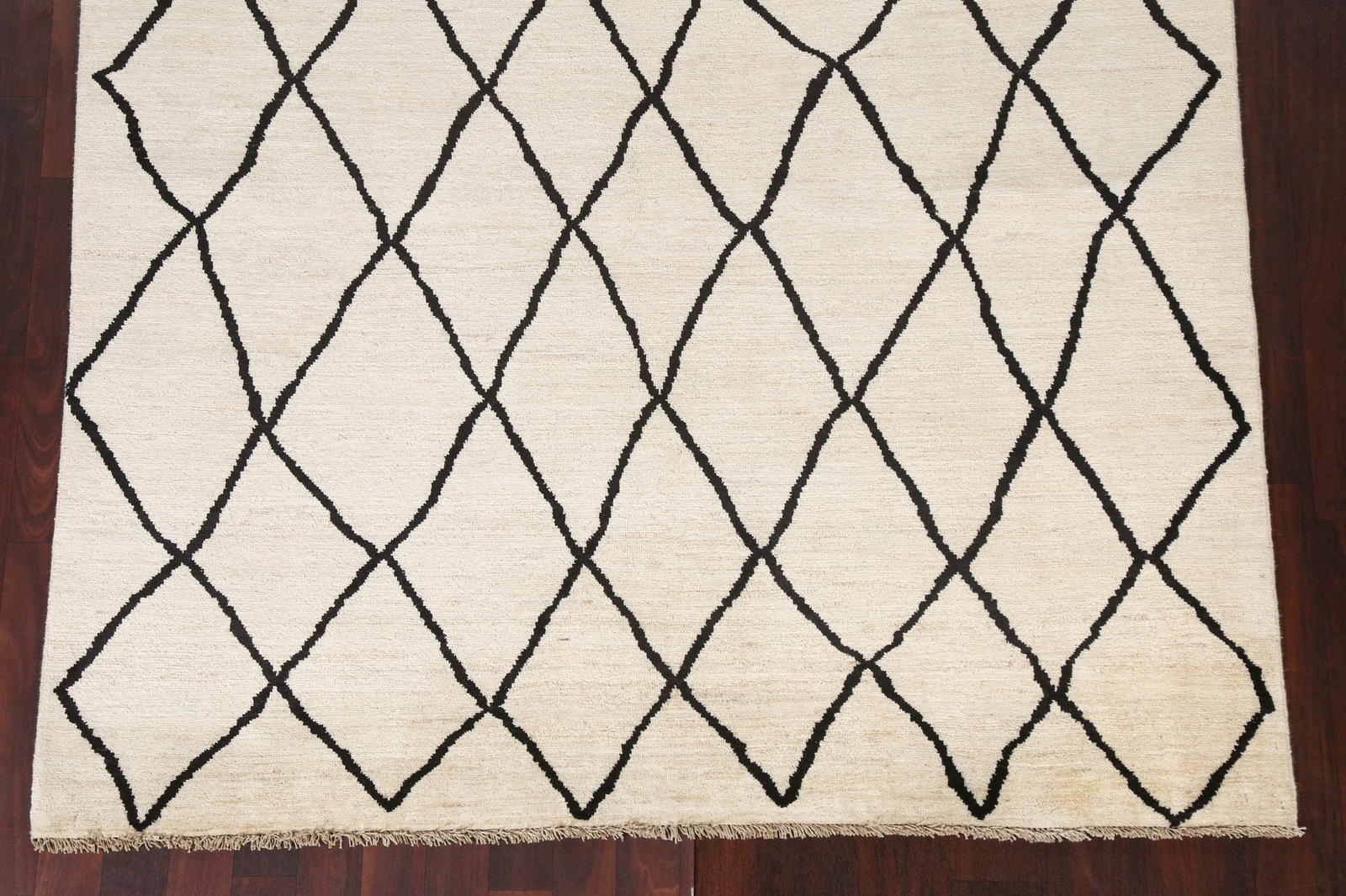Vegetable Dye Thick-Plush Moroccan Oriental Area Rug Hand-knotted Ivory Wool 5×9