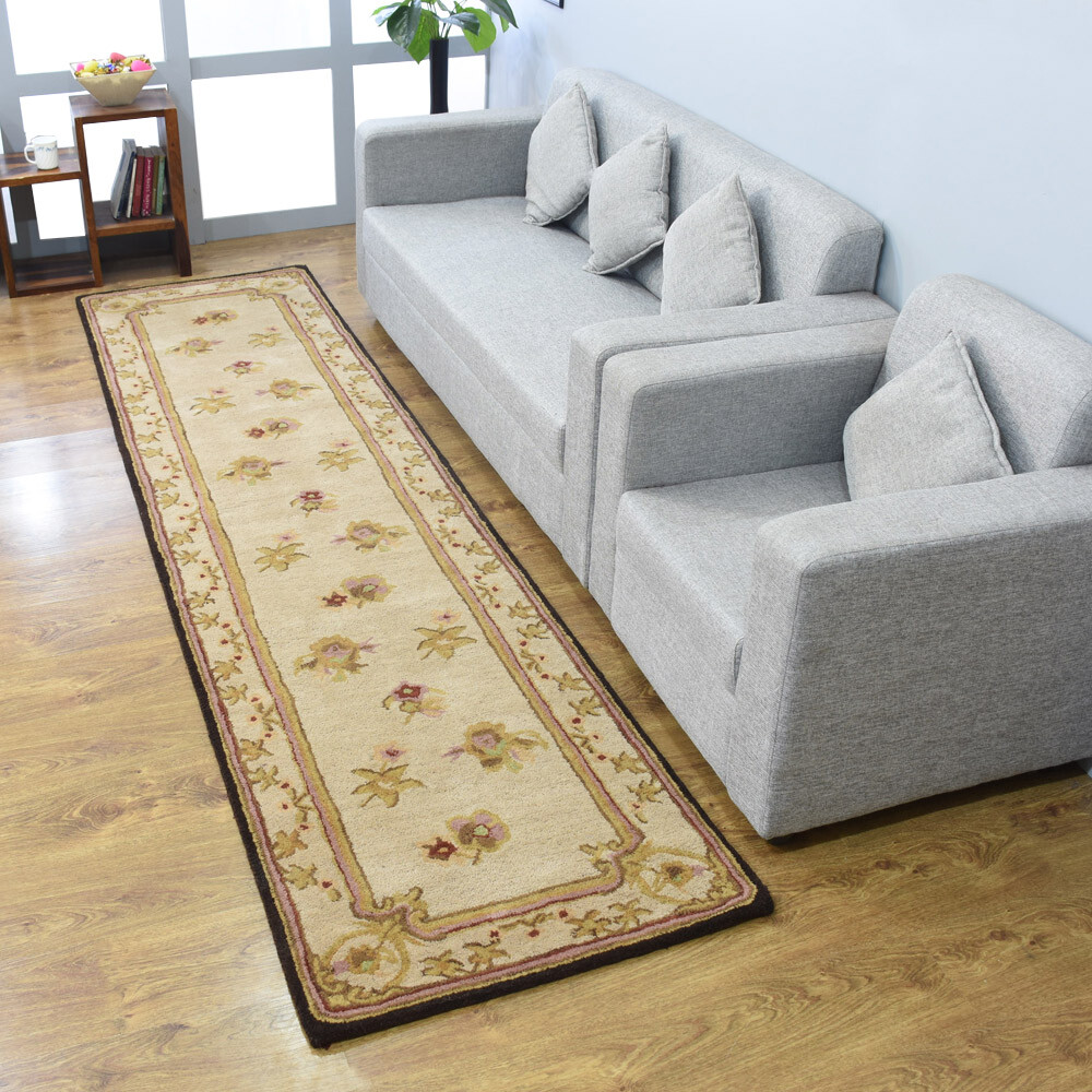 All-Over Pattern Aubusson Ivory Area Rug Hand-tufted Wool All Sizes Carpet