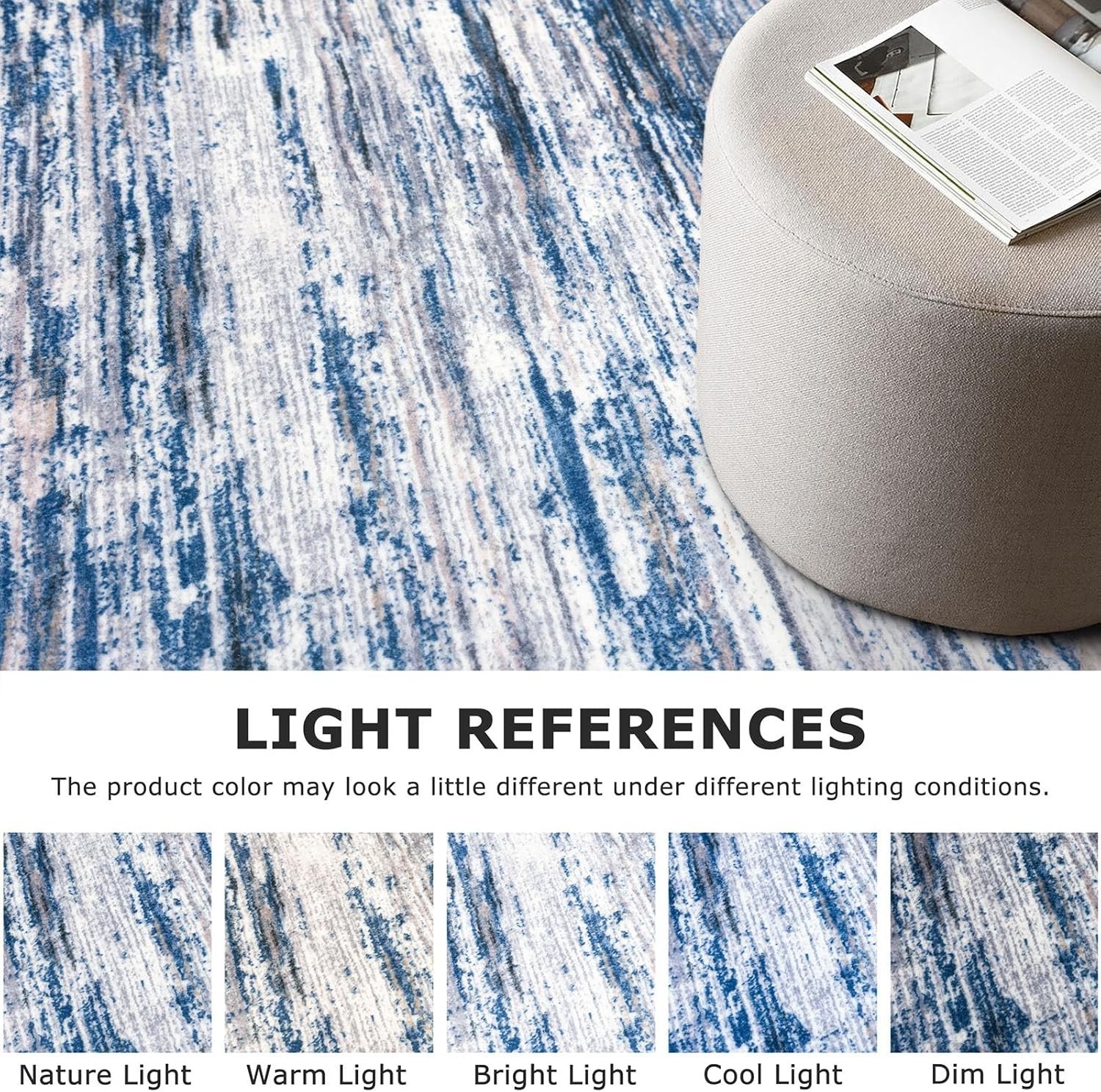 2×6 Navy Blue Gray Neutral Multi Modern Abstract Runner Rug for Hallways, Sup…