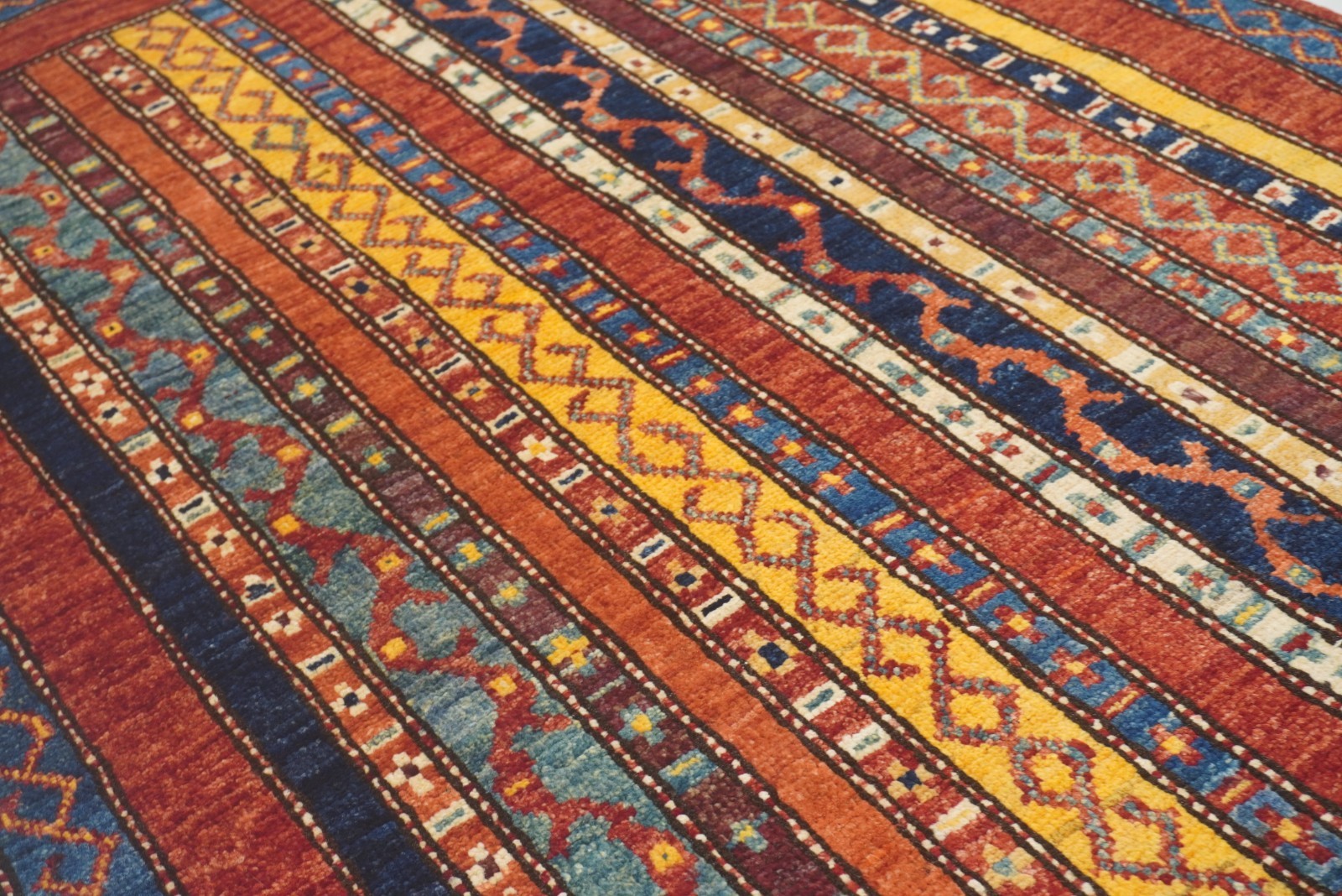 3×4 ft Red Striped Hand Knotted Wool Tribal Area Rug