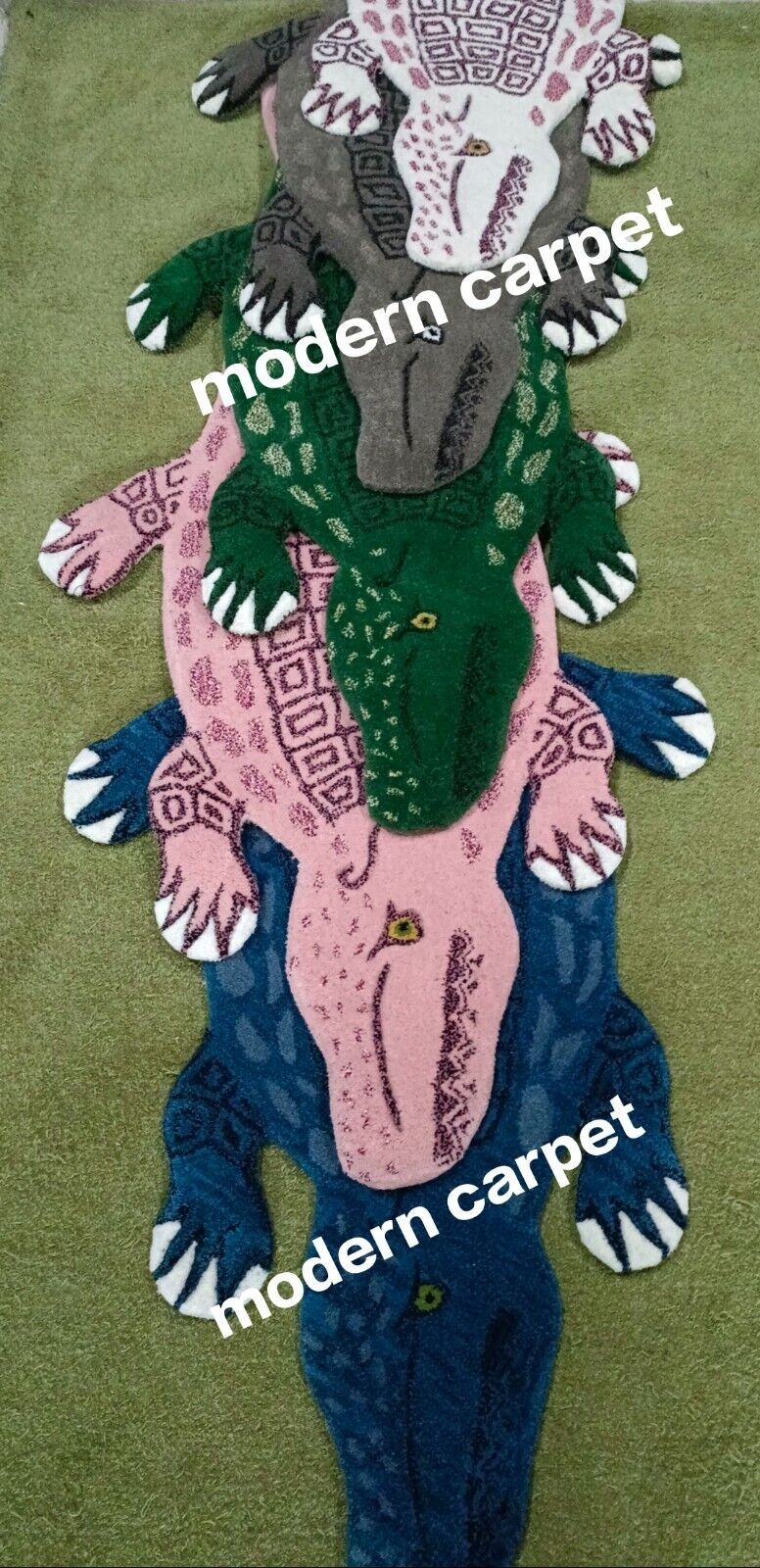 Crocodile Rugs Handmade 100% Woolen Hand Tufted For Home Decoration