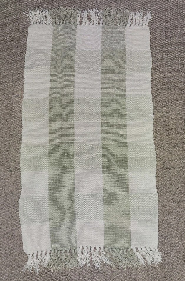 36×18 Green & White Throw Area Rug Tassel Edge Checker Board Pattern
