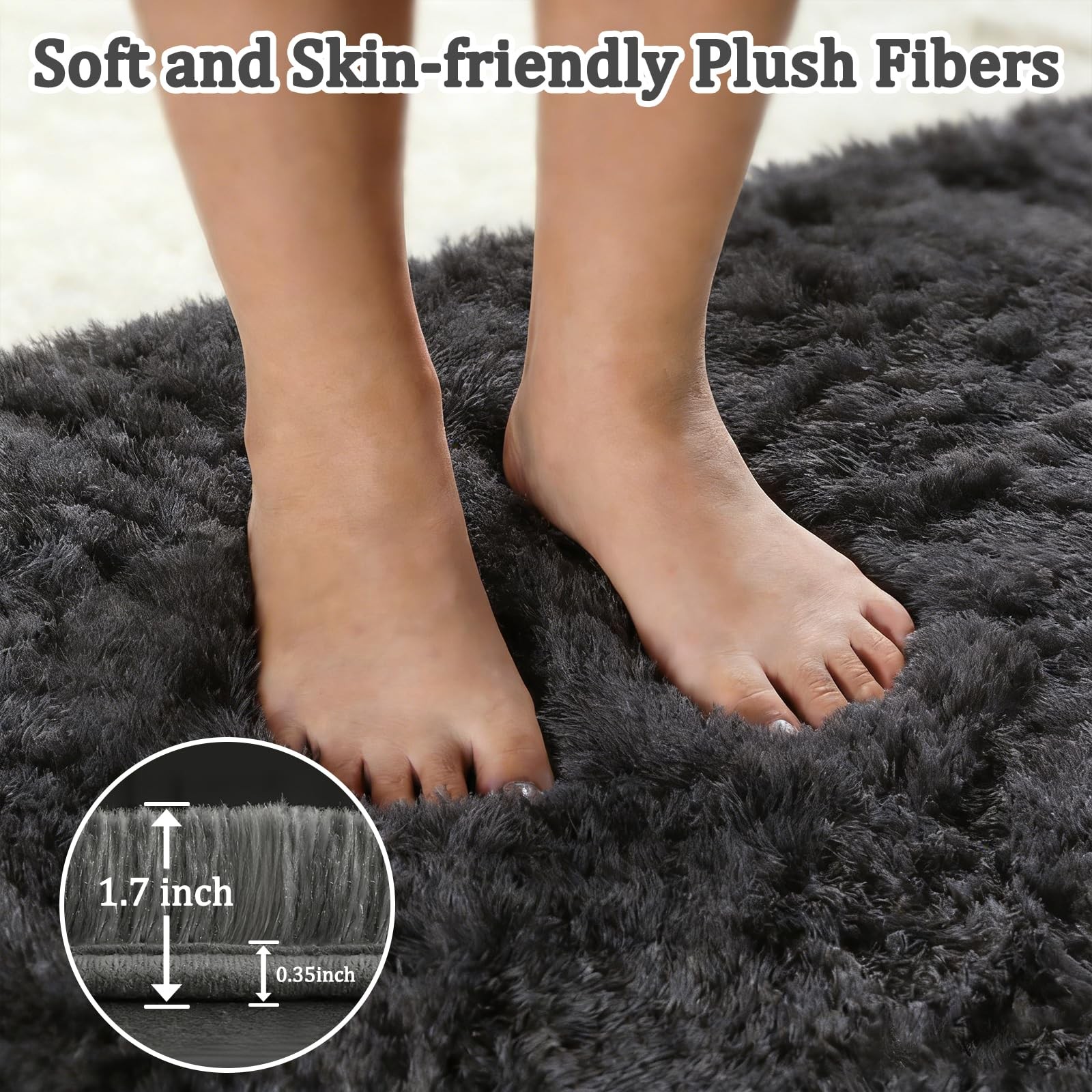 4×6 Area Rugs for Living Room, Black Ultra Soft Fluffy Shag Rug for Bedroom, …