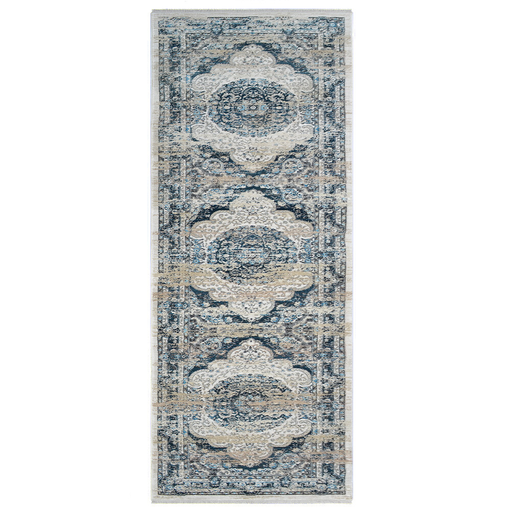 Machine Woven Cross Weave Polyester 2’6×9’10 Runner Area Rug Oriental Multicolor
