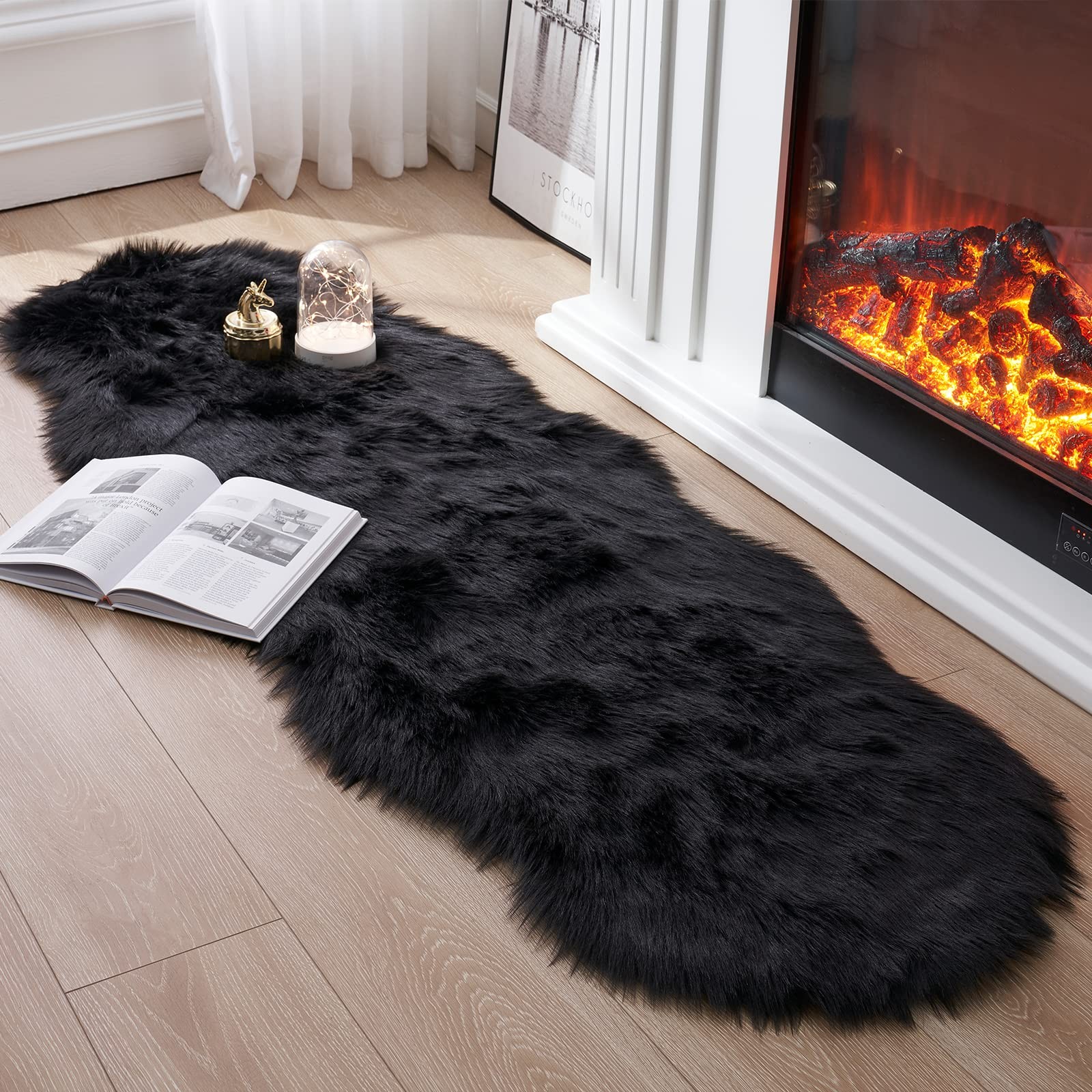 Best Faux Fur Rug for Bedroom, Fluffy Runner Rugs Soft Sheepskin Sofa Couch Seat
