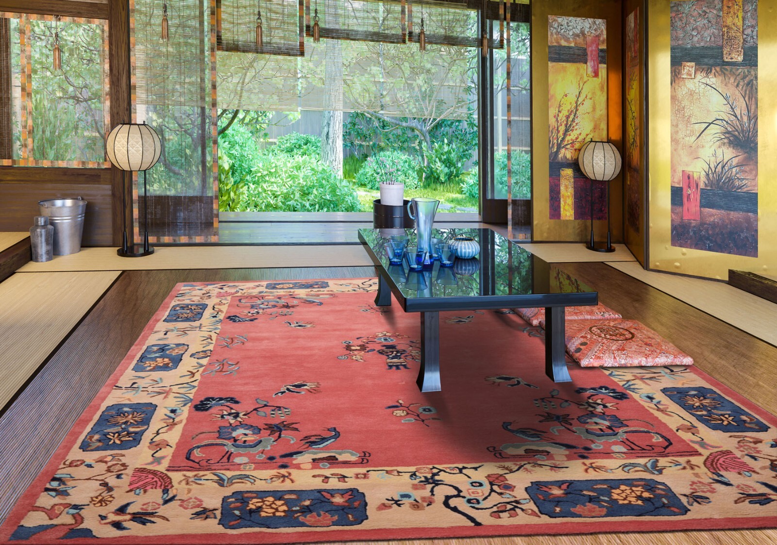 LoomBloom Multi Sizes Pink Hand Tufted Chinese Art Deco New Zealand Wool Rug