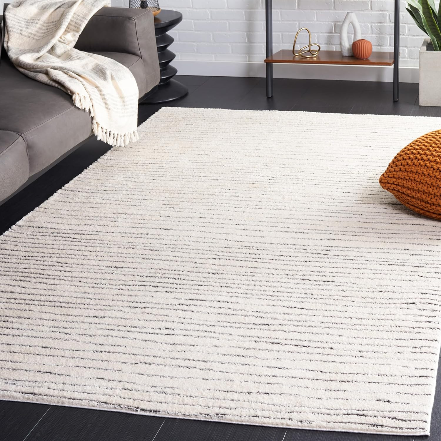 Melody Collection 6′ X 9′ Area Rug – Ivory/Black Geometric Design